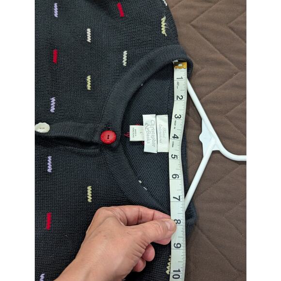 Christopher & Banks black w/primary colored buttons &:knit detail size Large - Picture 7 of 9